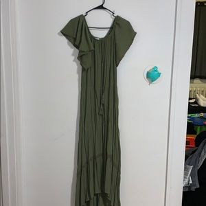 A army green long summer dress